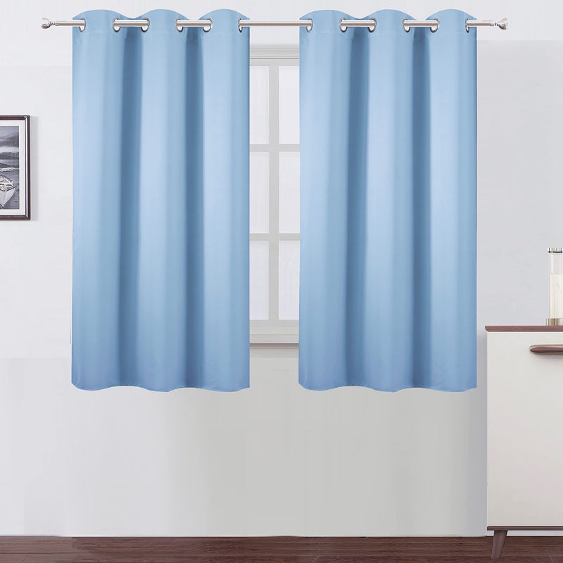 LEMOMO Sky Blue Blackout Curtains/38 x 54 Inch/Set of 2 Panels Thermal Insulated Room Darkening Curtains for Bedroom - Image 1