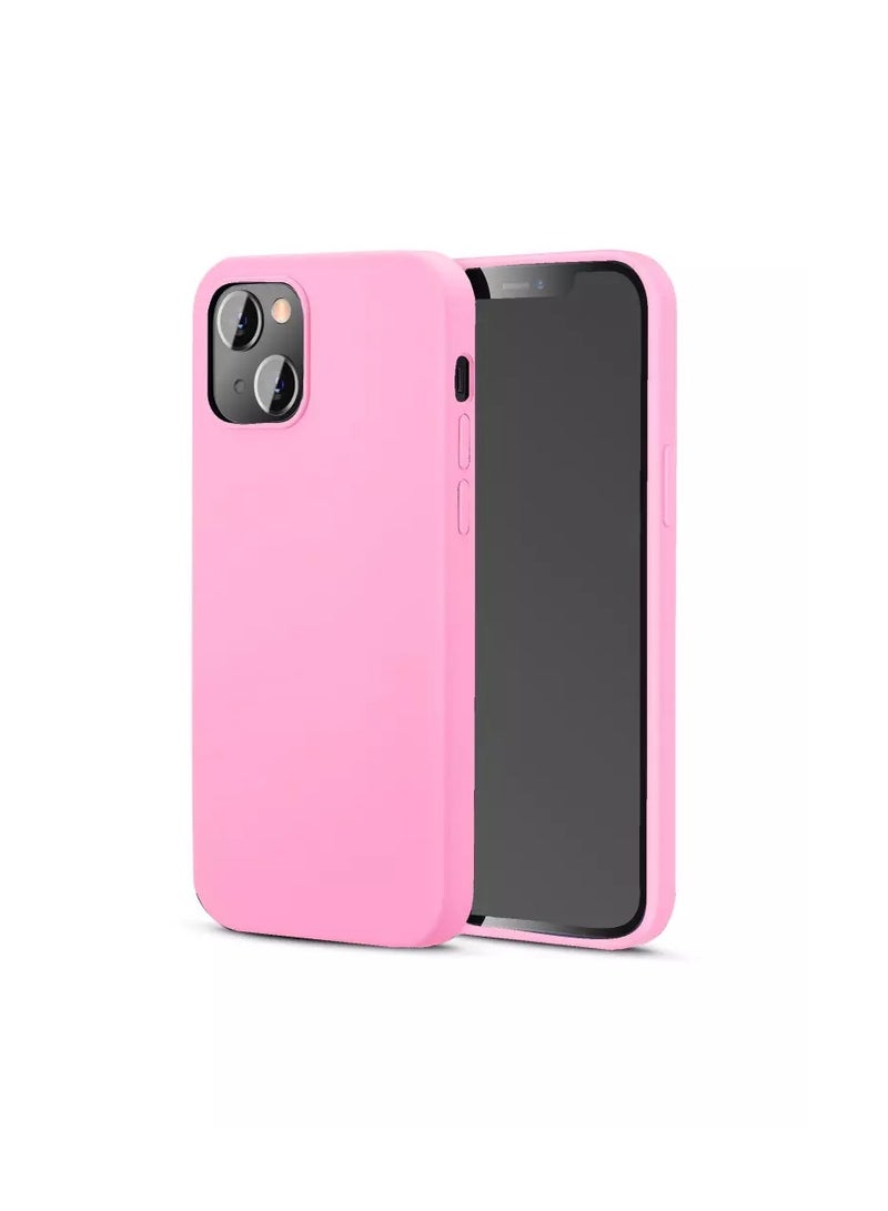 Silicone Shockproof Liquid Soft TPU Slim Back Cover For iPhone 14 (Pink) - Image 2