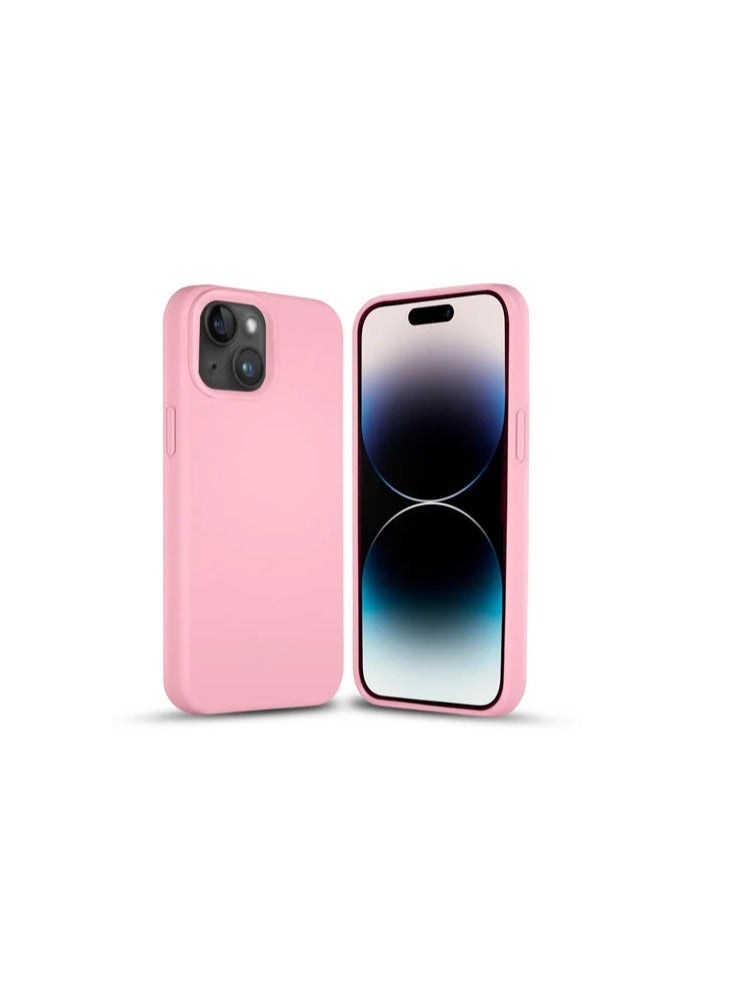 Silicone Shockproof Liquid Soft TPU Slim Back Cover For iPhone 14 (Pink) - Image 3