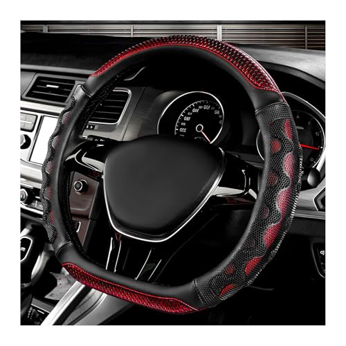 SHMZK Car Steering Wheel Cover 15 Inch AntiSlip Steering Wheel Cover Protector with 3D Honeycomb Design Universal Steering Wheel Covers for Cars Truck SUV Car Accessories Red - Image 1