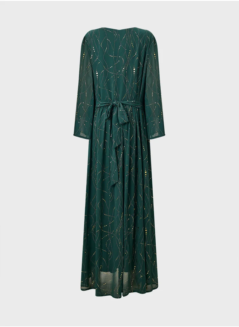 خزانة Plus Size Dress With Foil Print