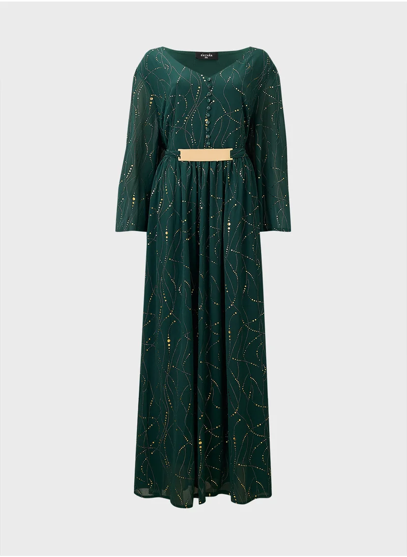 خزانة Plus Size Dress With Foil Print