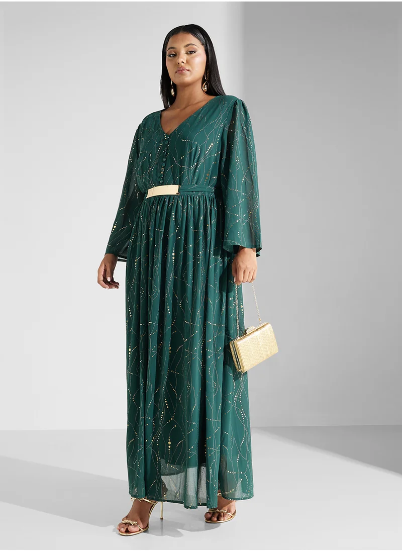 خزانة Plus Size Dress With Foil Print