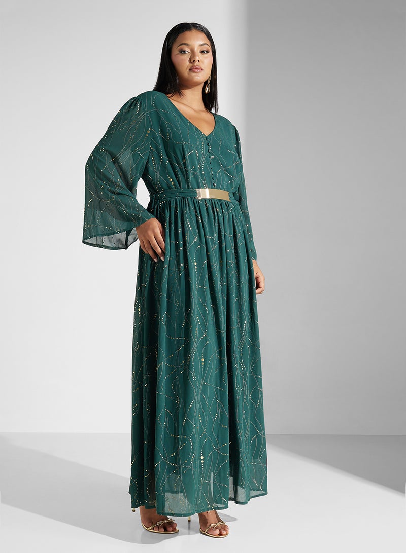 Khizana Plus Size Dress With Foil Print - Image 4