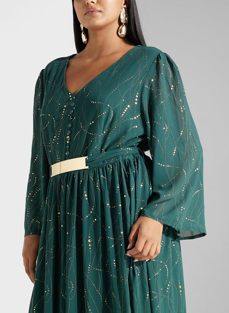 Khizana Plus Size Dress With Foil Print - Image 3