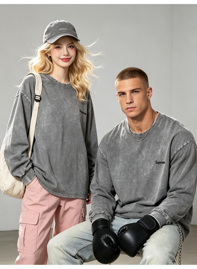 SUPREME men's and women's round neck loose long sleeve T-shirt - Image 1