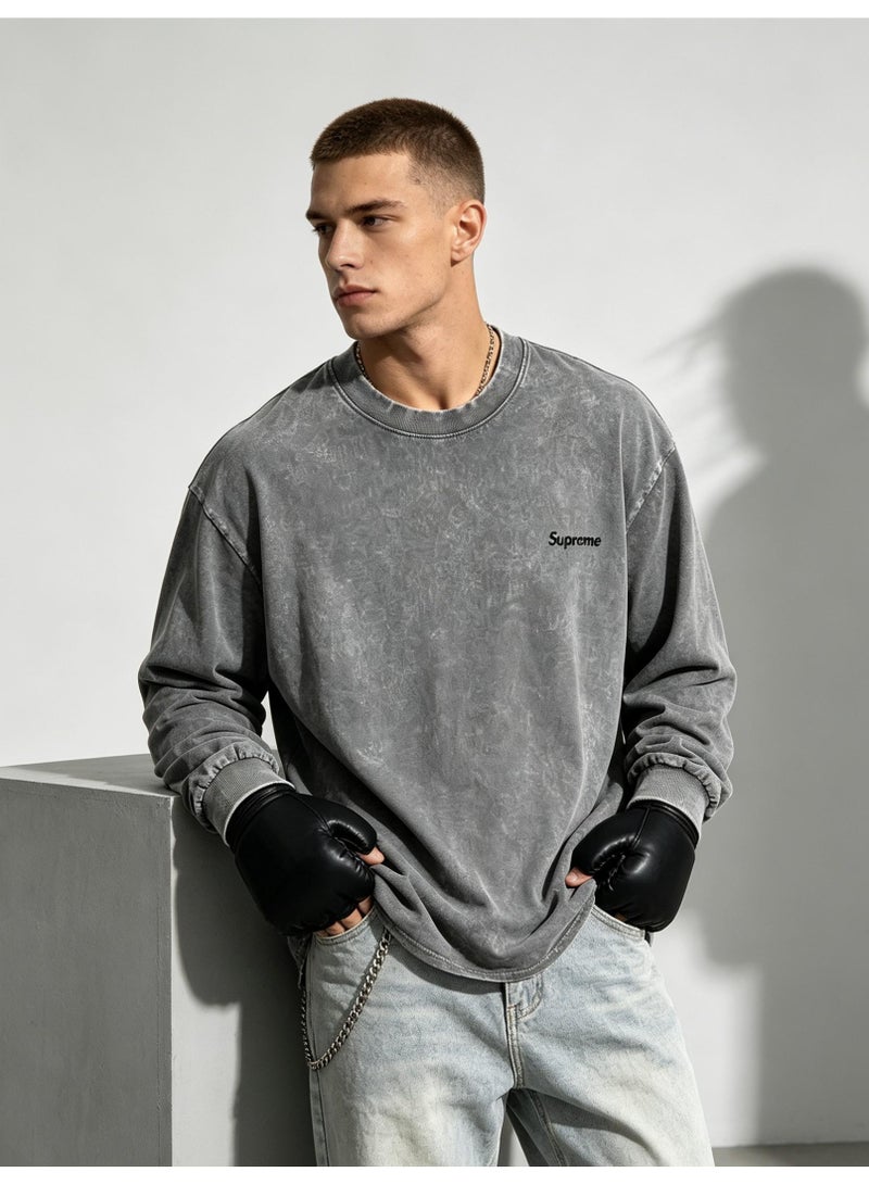 SUPREME men's and women's round neck loose long sleeve T-shirt - Image 5