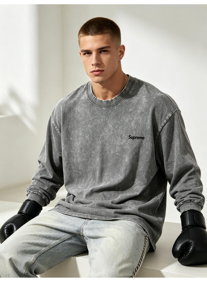 SUPREME men's and women's round neck loose long sleeve T-shirt - Image 3