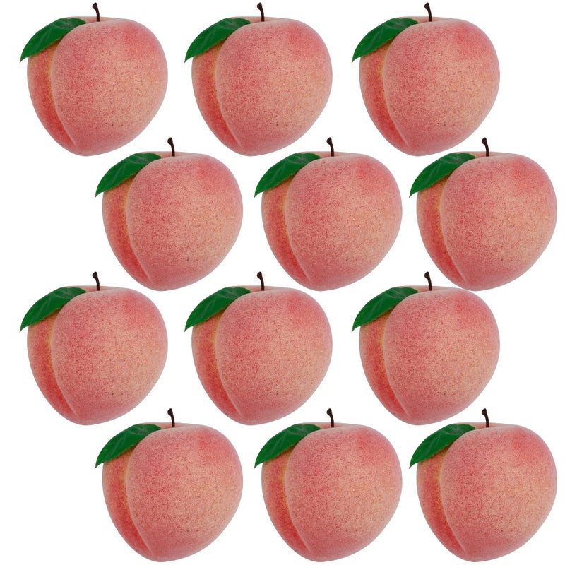 Happy Trees 12pcs Artificial Peach Simulation Fruit for Home Kitchen Table Cabinet Party Dcor Photography Props Food