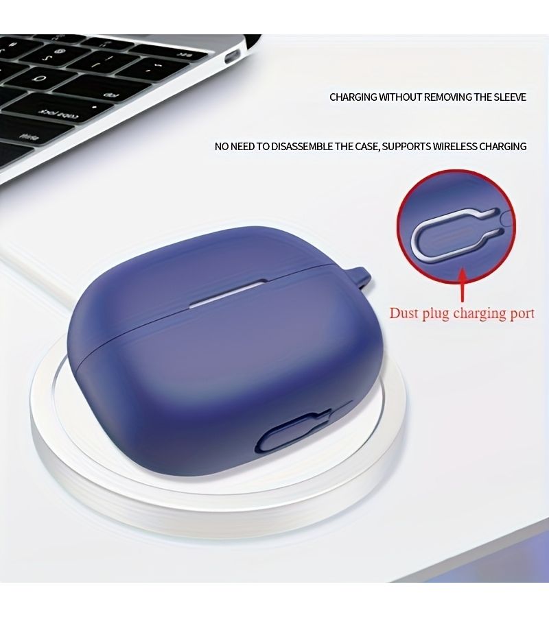 Gray Silicone Soft Cover With Hook For Wireless Earbuds Case Compatible With Redmi Buds 6 - Image 2