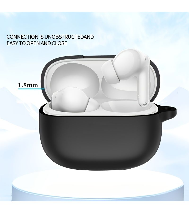 Gray Silicone Soft Cover With Hook For Wireless Earbuds Case Compatible With Redmi Buds 6 - Image 4