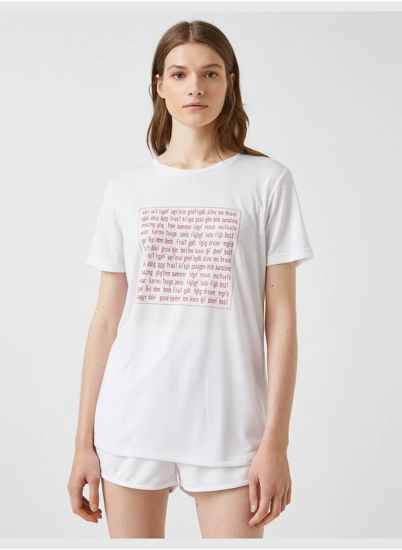 كوتون Printed T-Shirt Crew Neck Short Sleeve