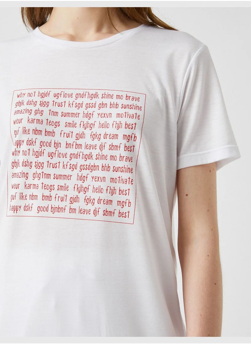 كوتون Printed T-Shirt Crew Neck Short Sleeve