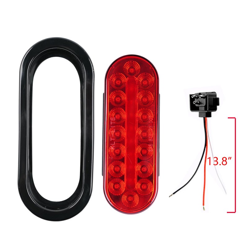 fouwick 2PCS 6 Inch Oval Red LED Trailer Tail Lights, IP65 Waterproof Surface Mount Stop Brake Turn Signal Lights for Truck RV Boat Marine Camper, DOT Compliant Rear Trailer Lighting Kit (Red, 24LED) - Image 3