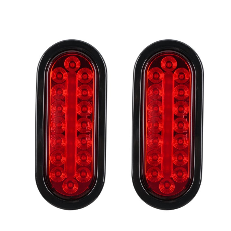 fouwick 2PCS 6 Inch Oval Red LED Trailer Tail Lights, IP65 Waterproof Surface Mount Stop Brake Turn Signal Lights for Truck RV Boat Marine Camper, DOT Compliant Rear Trailer Lighting Kit (Red, 24LED) - Image 1