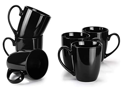 TAGROCK Black Coffee Mug Set of 6, 200 ml Bone China Porcelain Tea Cups, Small Ceramic Coffee Cups for Home Kitchen Office, Durable & Elegant Design - Image 1
