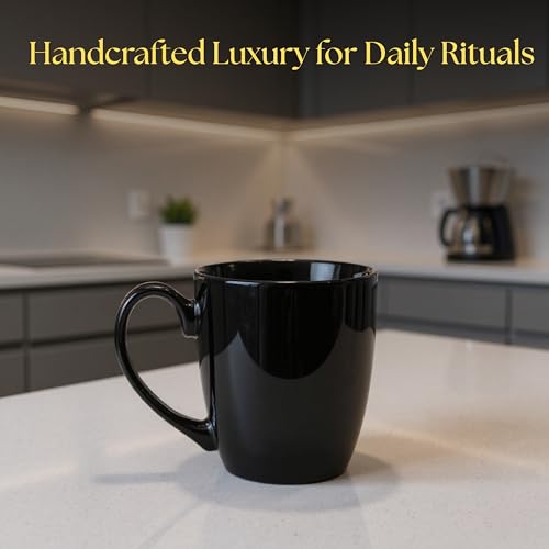 TAGROCK Black Coffee Mug Set of 6, 200 ml Bone China Porcelain Tea Cups, Small Ceramic Coffee Cups for Home Kitchen Office, Durable & Elegant Design - Image 5