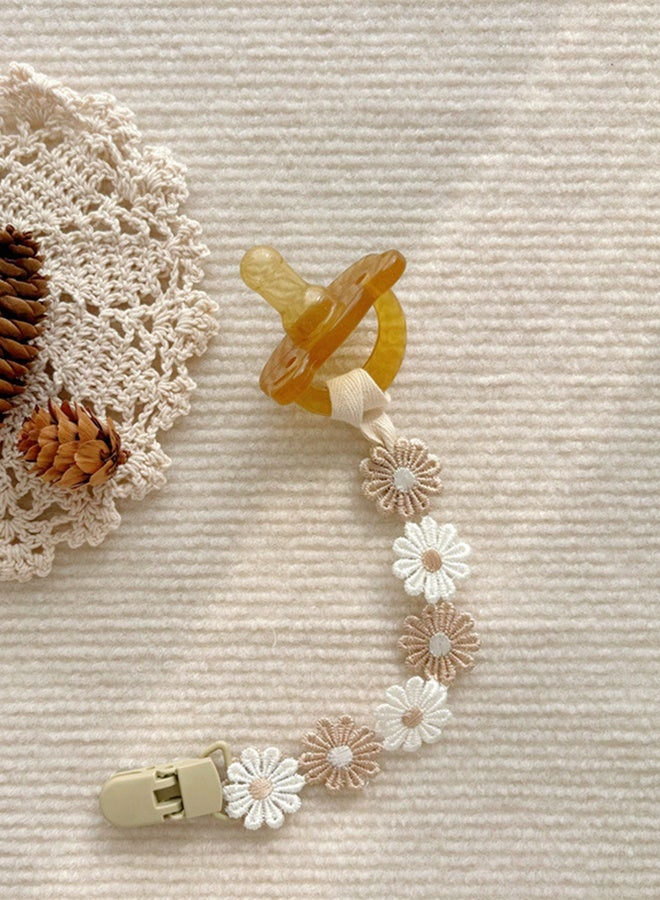 قطعتان من سلسلة اللهاية القماشية الكورية اللطيفة على شكل زهرة الأقحوان، عصا التسنين، مشبك لهاية الأطفال، سلسلة ألعاب للأطفال حديثي الولادة، مشبك مضاد للسقوط - Image 3