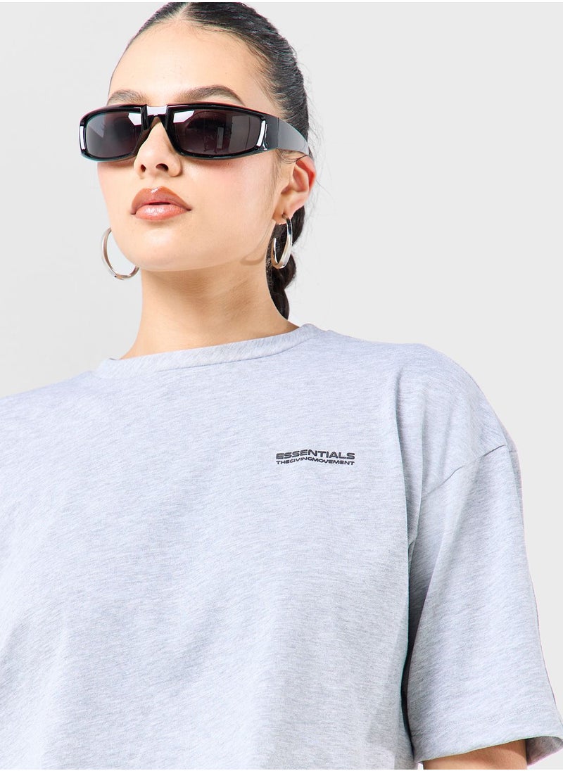 The Giving Movement - Boxy Space Printed Cropped T-Shirt - Image 1