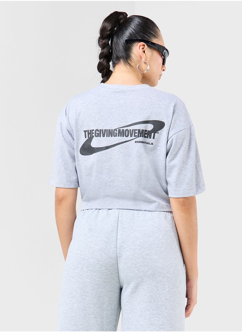 The Giving Movement - Boxy Space Printed Cropped T-Shirt - Image 1