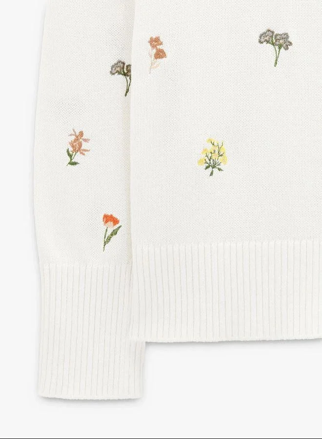 PARFOIS White Printed knit sweatshirt 100% cotton for Women | Best Price UAE