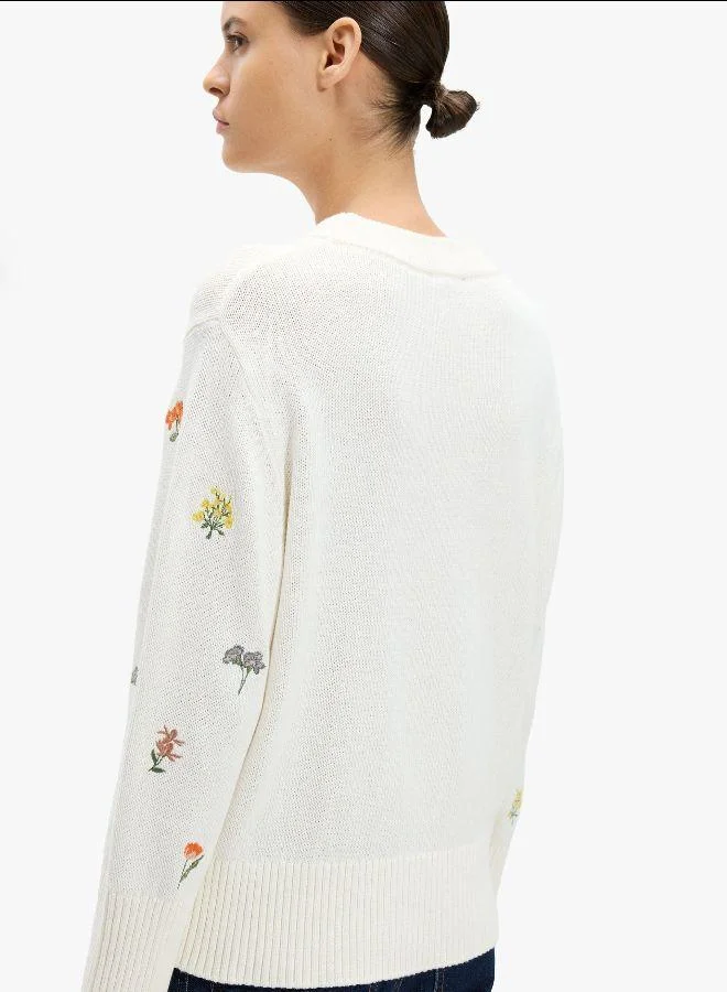 PARFOIS White Printed knit sweatshirt 100% cotton for Women | Best Price UAE