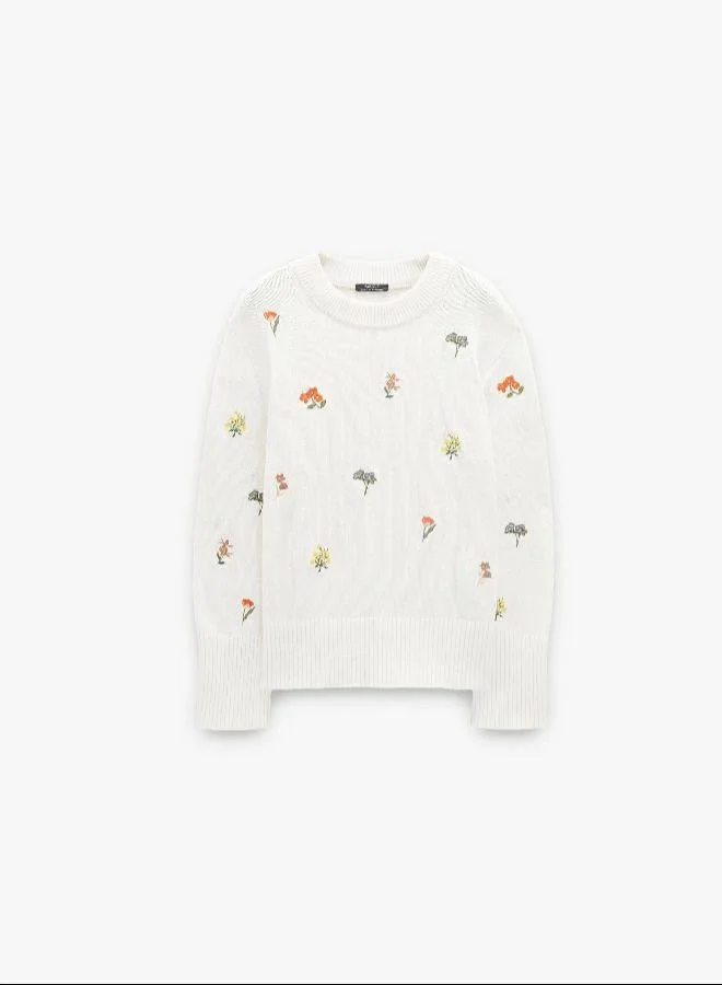 PARFOIS White Printed knit sweatshirt 100% cotton for Women | Best Price UAE