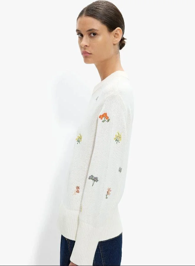 PARFOIS White Printed knit sweatshirt 100% cotton for Women | Best Price UAE