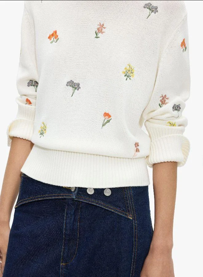 PARFOIS White Printed knit sweatshirt 100% cotton for Women | Best Price UAE