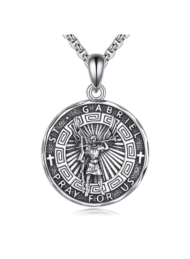 YFN Saint Gabriel Necklace Sterling Silver Religious Protector Pendant St Gabriel Archangel Jewelry Gifts For Women Men - Image 1