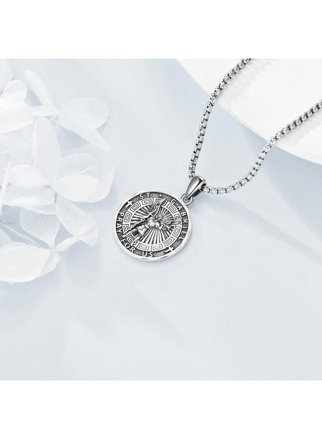 YFN Saint Gabriel Necklace Sterling Silver Religious Protector Pendant St Gabriel Archangel Jewelry Gifts For Women Men - Image 2