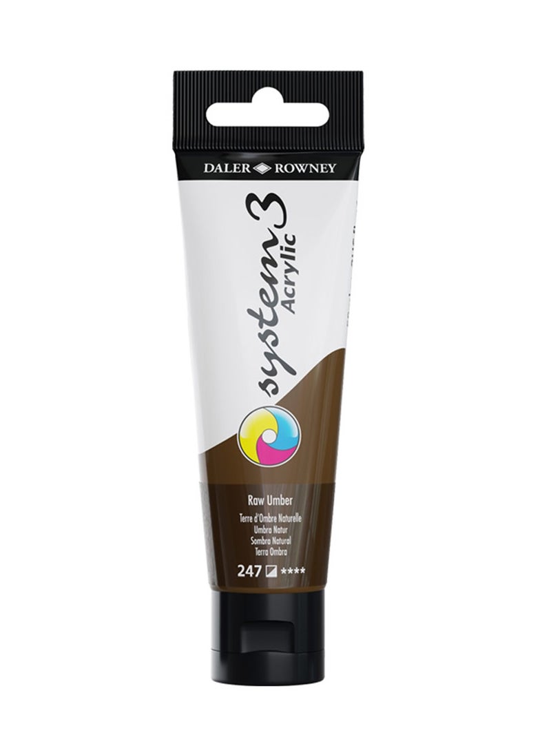 Daler Rowney System3 Acrylic Paint Tube 59ml Raw Umber  - Image 1