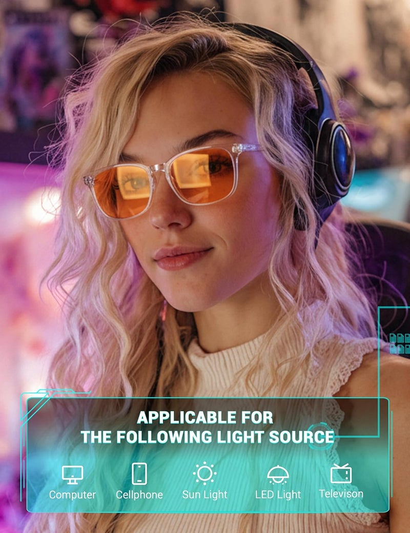 Blue Light Blocking Glasses Dual AR Coatings Amber Orange Lens for Computer Gaming - Image 3