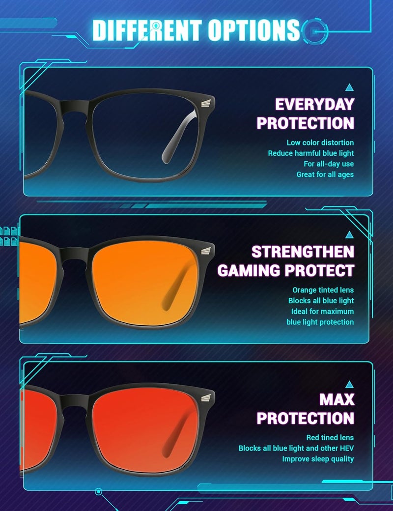 Blue Light Blocking Glasses Dual AR Coatings Amber Orange Lens for Computer Gaming - Image 5