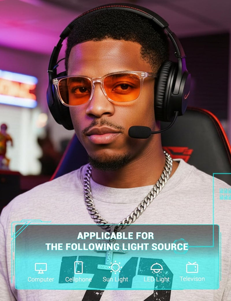 Blue Light Blocking Glasses Dual AR Coatings Amber Orange Lens for Computer Gaming - Image 2