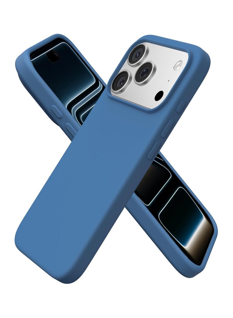 Denx Silicone Case Compatible with iPhone 17 Pro, Slim Liquid Silicone Phone Case with Soft Rubber Shockproof Bumper with TPU Lining | Blue - Image 1