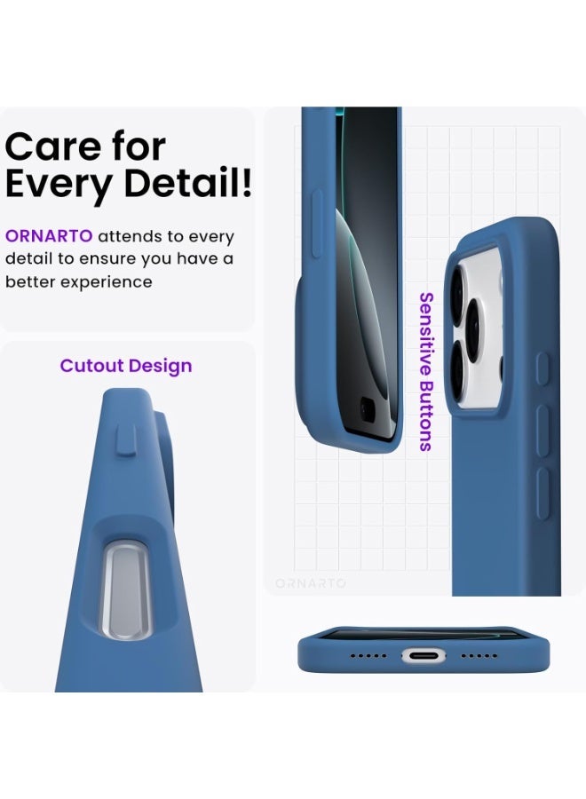 أكاليكس جراب سيليكون متوافق مع iPhone 17 Pro، جراب هاتف سيليكون سائل رفيع مع مصد مطاطي ناعم مقاوم للصدمات مع بطانة من مادة TPU | أزرق - Image 4