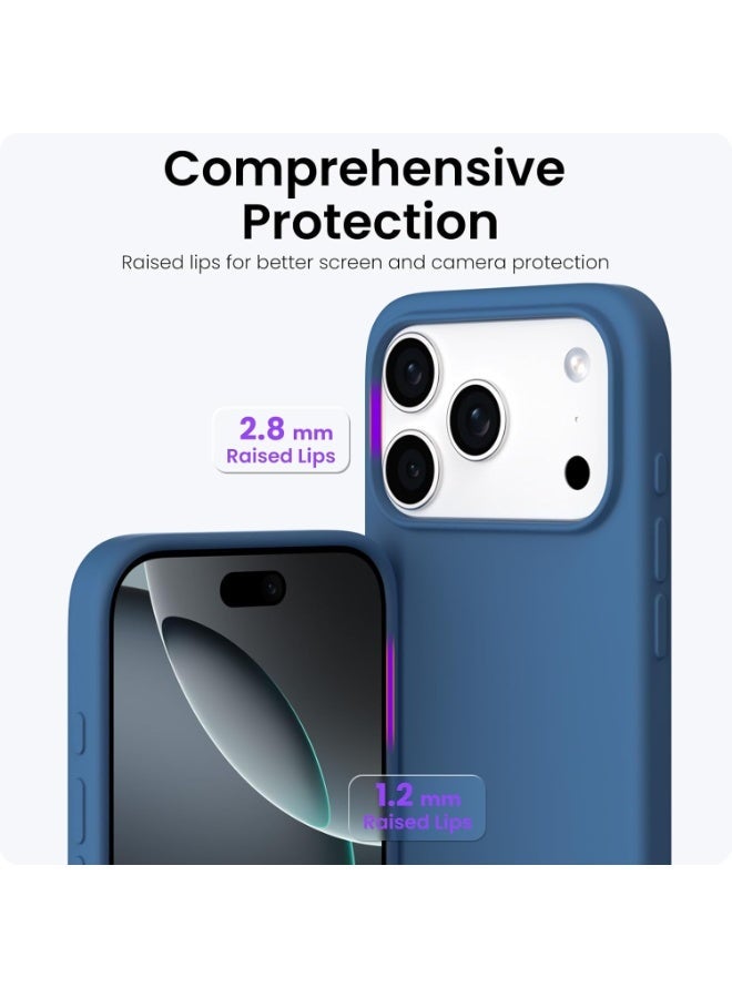 أكاليكس جراب سيليكون متوافق مع iPhone 17 Pro، جراب هاتف سيليكون سائل رفيع مع مصد مطاطي ناعم مقاوم للصدمات مع بطانة من مادة TPU | أزرق - Image 5