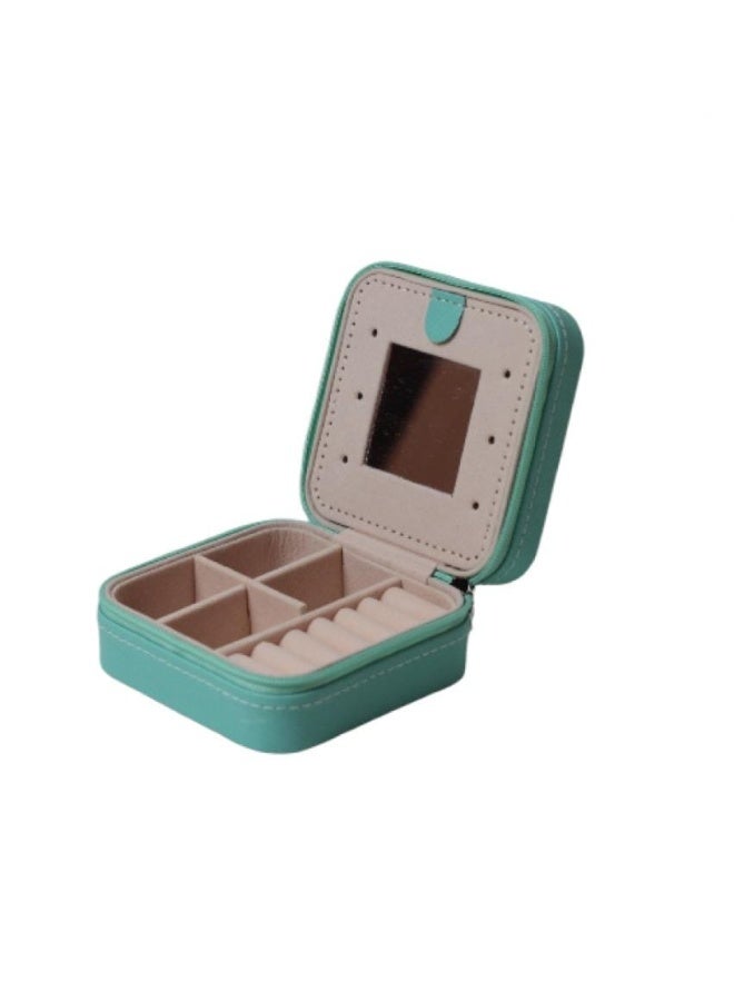صندوق مجوهرات اخضر صغير ، منظم الخواتم والحلق والمجوهرات،  علبة مجوهرات للسفر، هدايا للبنات، حقيبة عرض مجوهرات - منظم اكسسورات - Image 2