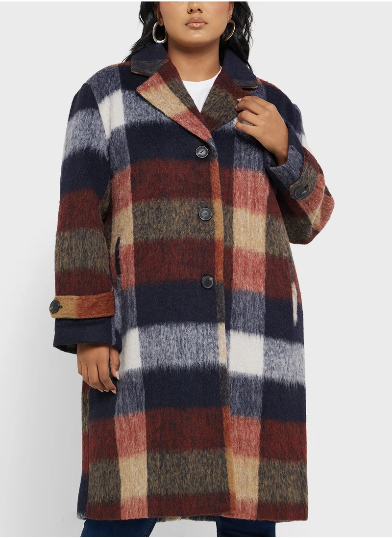 اونلي كارماكوما Checked Button Down Coat
