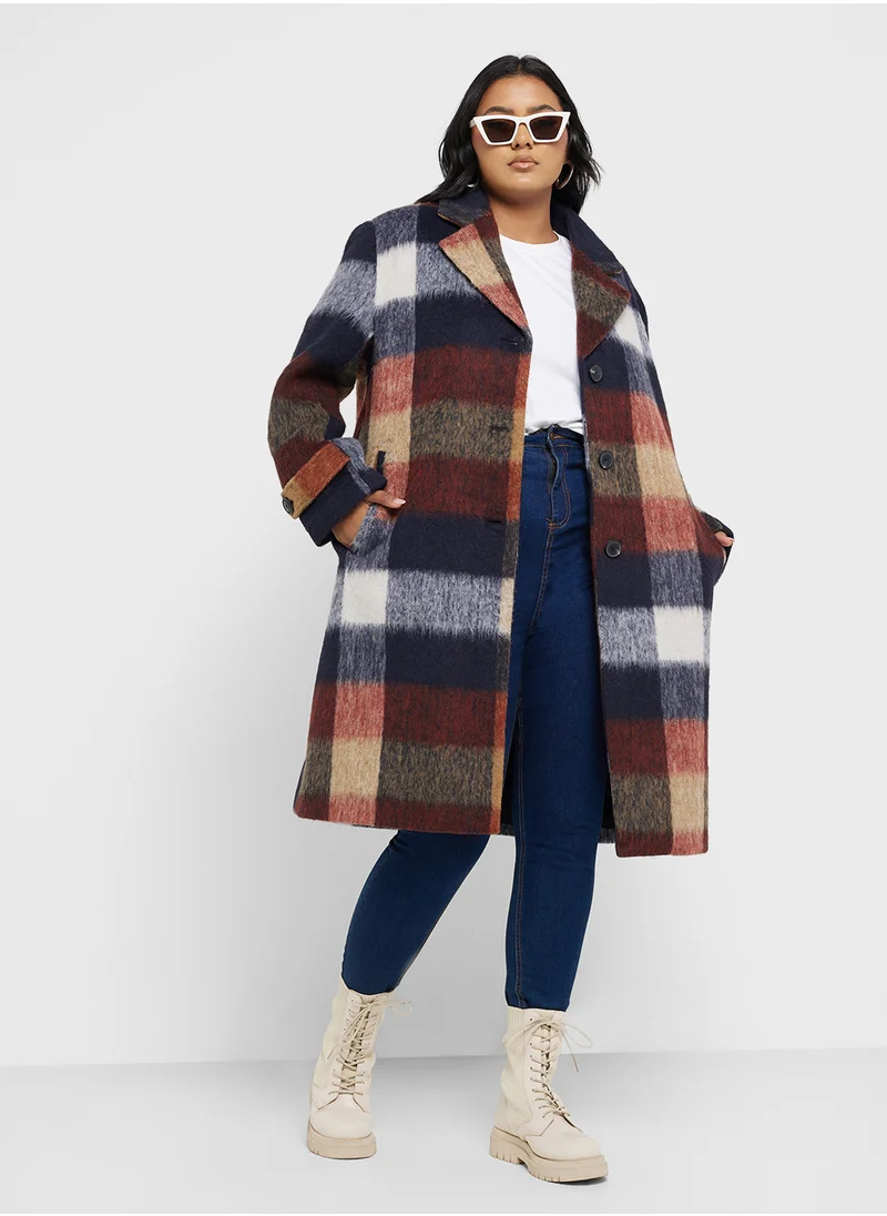 اونلي كارماكوما Checked Button Down Coat