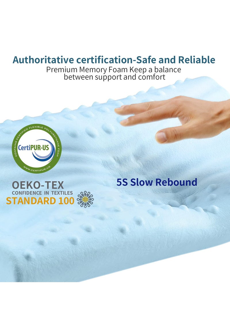 SYOSI Memory Foam Neck Pillow for Sleeping Cooling Pillow Contour Pillows for Neck and Shoulder Pain Relief Ergonomic Orthopedic Cervical Pillow for Side Back Stomach Sleepers 2 Height Options - Image 4