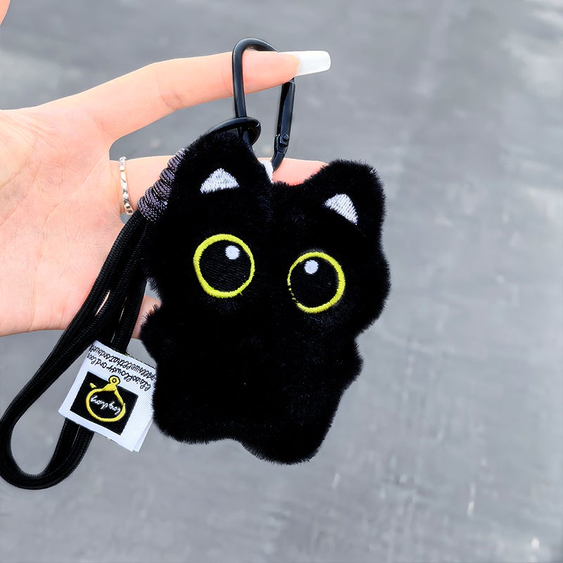 Cute Black Cat Plush Toy Bag Charm Keychain with Squeaky Sound - Image 5