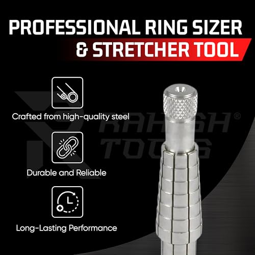 RAHISH TOOLS Ring Stretcher with Mandrel & Nylon Base - Professional Jewelry Ring Sizer Tool, Band Resizer for Silver & Gold, Ring Expander & Sizing Kit - 6-1/2 Inches Stainless Steel Ring Enlarger - Image 3