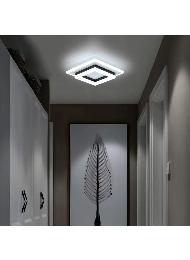 Square Hallway Light, Modern Mini LED Ceiling Light Fixtures, 3 Color Changeable Acrylic Metal LED Ceiling Lamp for Living Room Bedroom Kitchen Office Corridor Lights (3000K-6500K) - Image 5