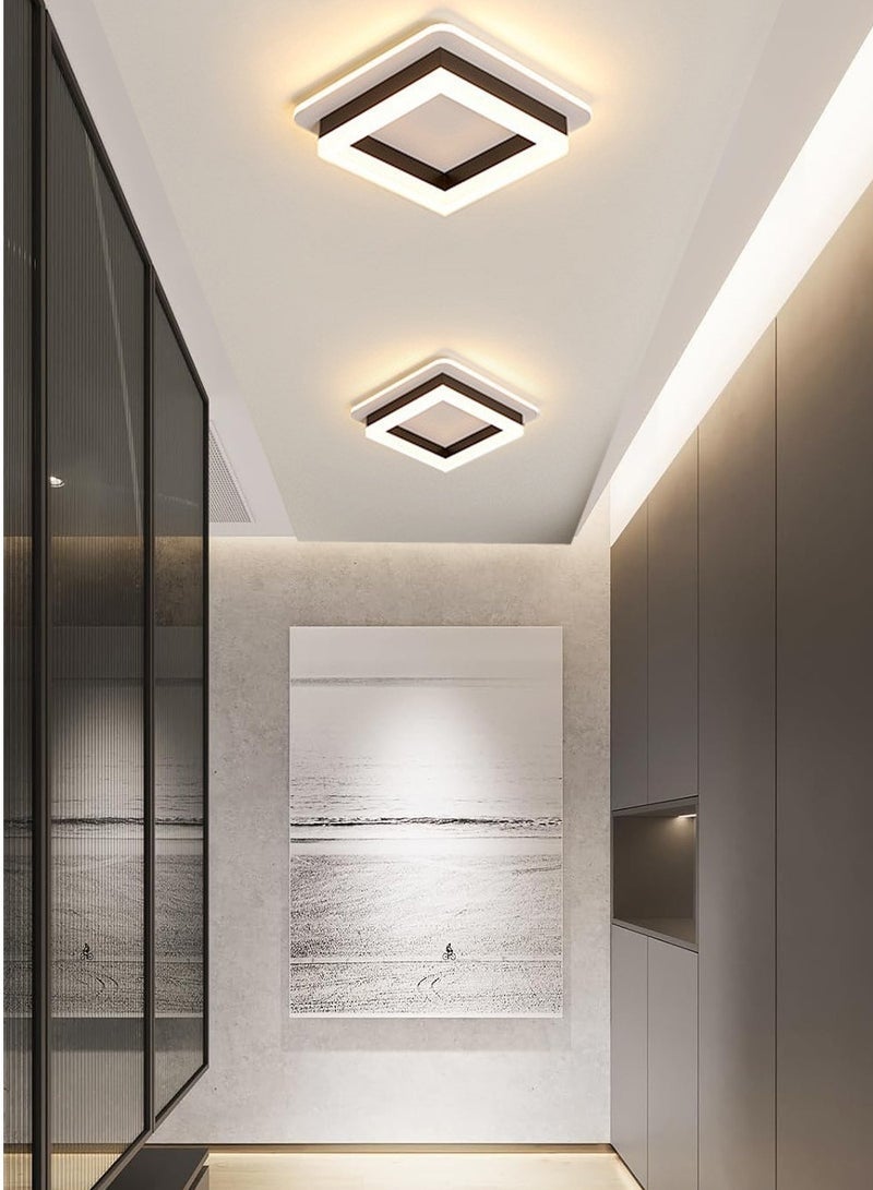 Square Hallway Light, Modern Mini LED Ceiling Light Fixtures, 3 Color Changeable Acrylic Metal LED Ceiling Lamp for Living Room Bedroom Kitchen Office Corridor Lights (3000K-6500K) - Image 1