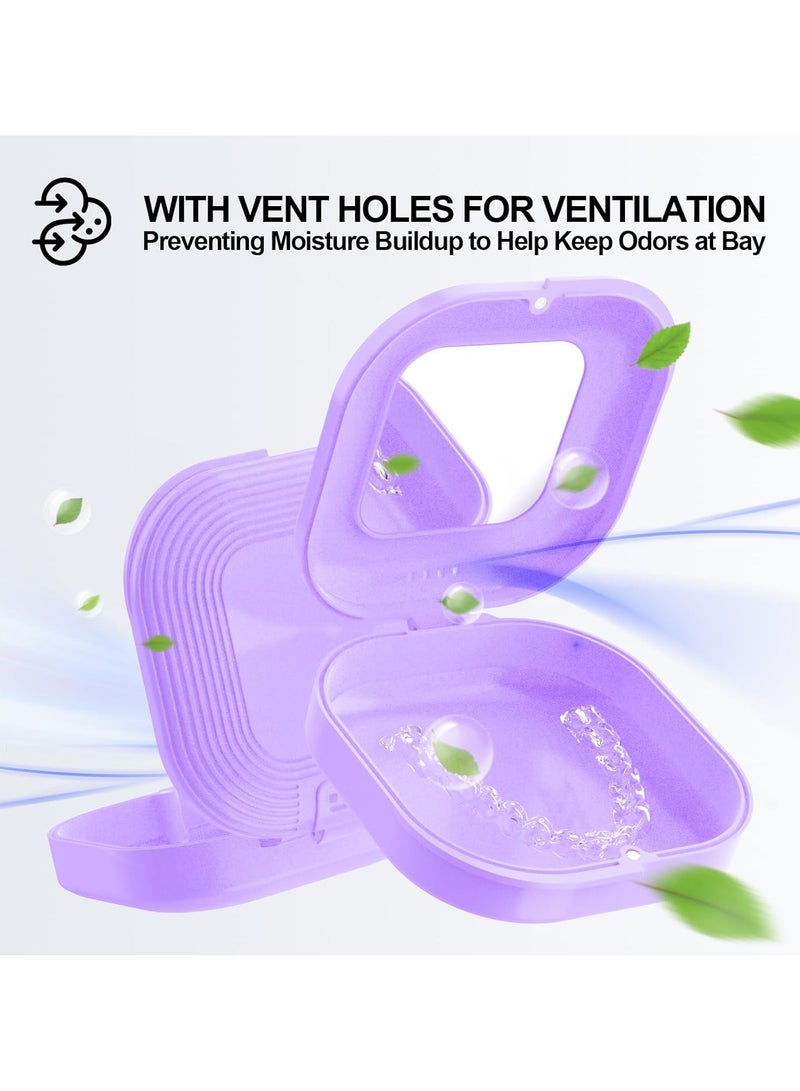 حافظة تقويم مع مرآة وفتحات تهوية، حافظة تقويم لطيفة متوافقة مع إنفزلاين، حافظة تقويم وحارس ليلي، حافظة تقويم نحيفة مع أداة إزالة التقويم، مضغ و فرشاة (بنفسجي) - Image 2