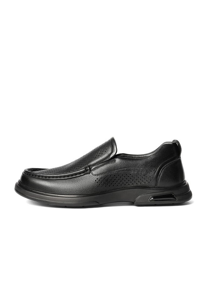 Senda a Casual Leather Shoes For Men, Cowhide Soft Upper Slip-on Loafers, Business Formal Shoes Jdz03dm4 Dark Black Size 42 - Image 3