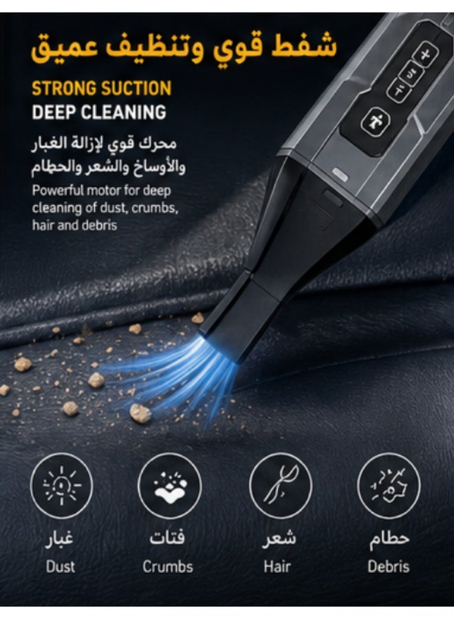 5-in-1 Cordless Car Vacuum Cleaner & Tire Inflator with Jump Starter, LED Light & Digital Pressure Gauge - 14.8V Portable Multi-Function Car Emergency Tool Kit - Image 5
