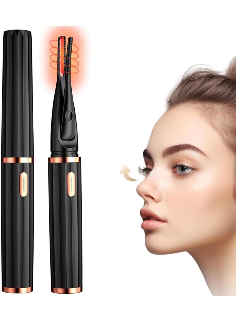 Heated Eyelash Curlers, 2 in 1 Clip-Type Eyelash Curler, Natural Curling 24 Hours Long Lasting, 3 Temperature Modes with USB Rechargeable, Gift for Women Girls (Black) - Image 1